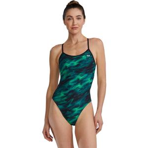 TYR Women's Durafast Elite Trinityfit Swimsuit (34, Green/Soren)