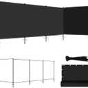 ECOOPTS 5'Hx24'L Privacy Fence Set with Poles and Rails Ground Spikes Fence Kit for Yard Patio Garden Pool (Black)