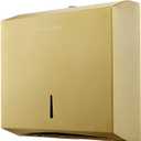 Commercial Paper Towel Dispenser Wall Mount, Tri-fold/Multi-fold/C-Fold Stainless Steel Paper Towel Holder Hand Towel Dispenser with Key (Gold)