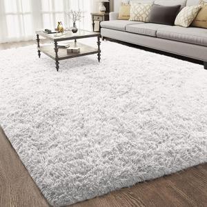 Ophanie 6x9 Rugs for Living Room, White, Large Fluffy Fuzzy Plush Shag Comfy Soft, Non-Slip Indoor Floor Carpet, for Kids Boys Girls Dorm, Room, Bedroom, Playroom, Home Decor Aesthetic (6ft x 9ft 3-white)