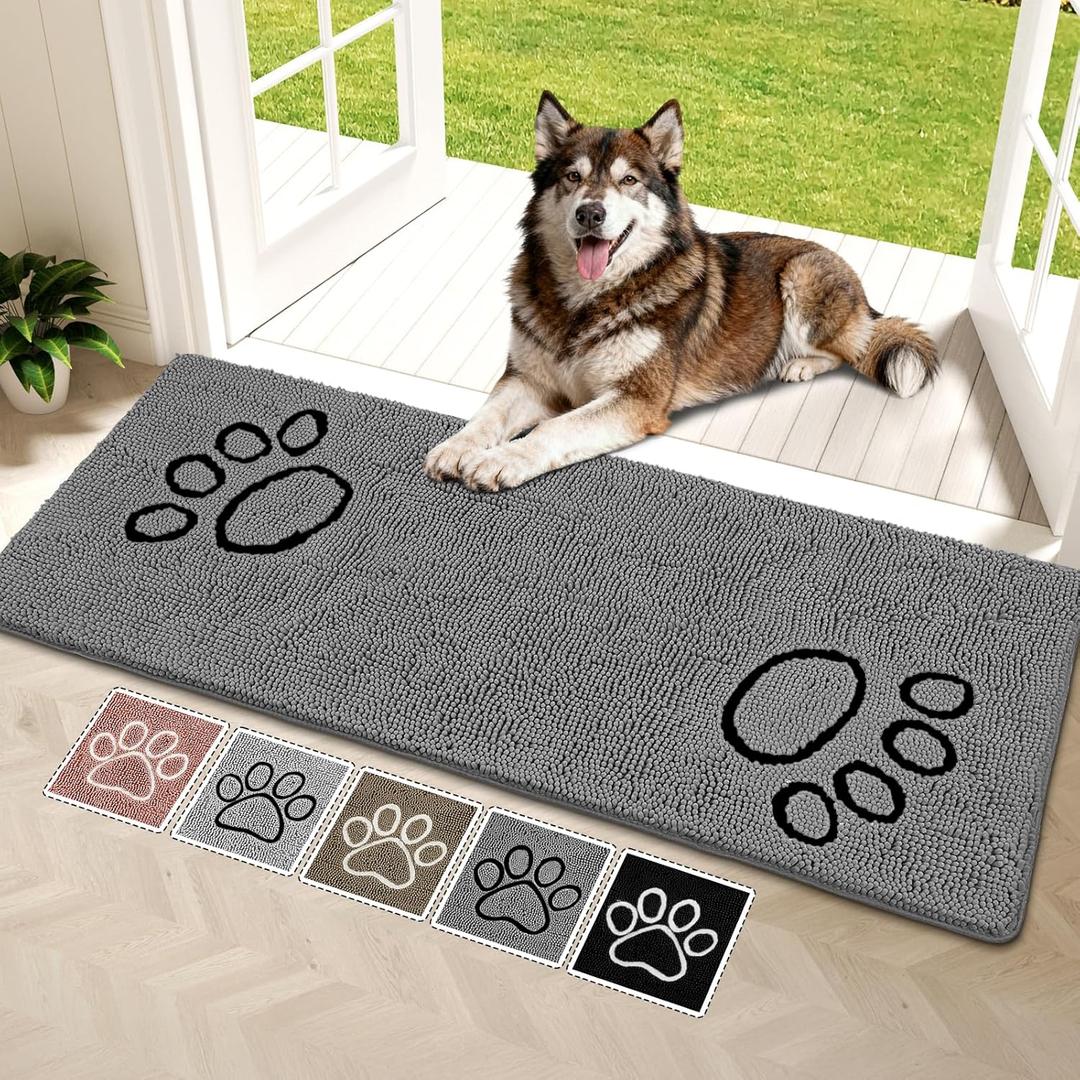 Bcoimo Super Absorbent Dog Door Mat, 60"*24" Anti Slip Mat for Muddy Paws, Pet Rugs for Dirty Paws Washable that Absorbs Moisture and Dirt, for Dog Cage and Pet Resting Carpet