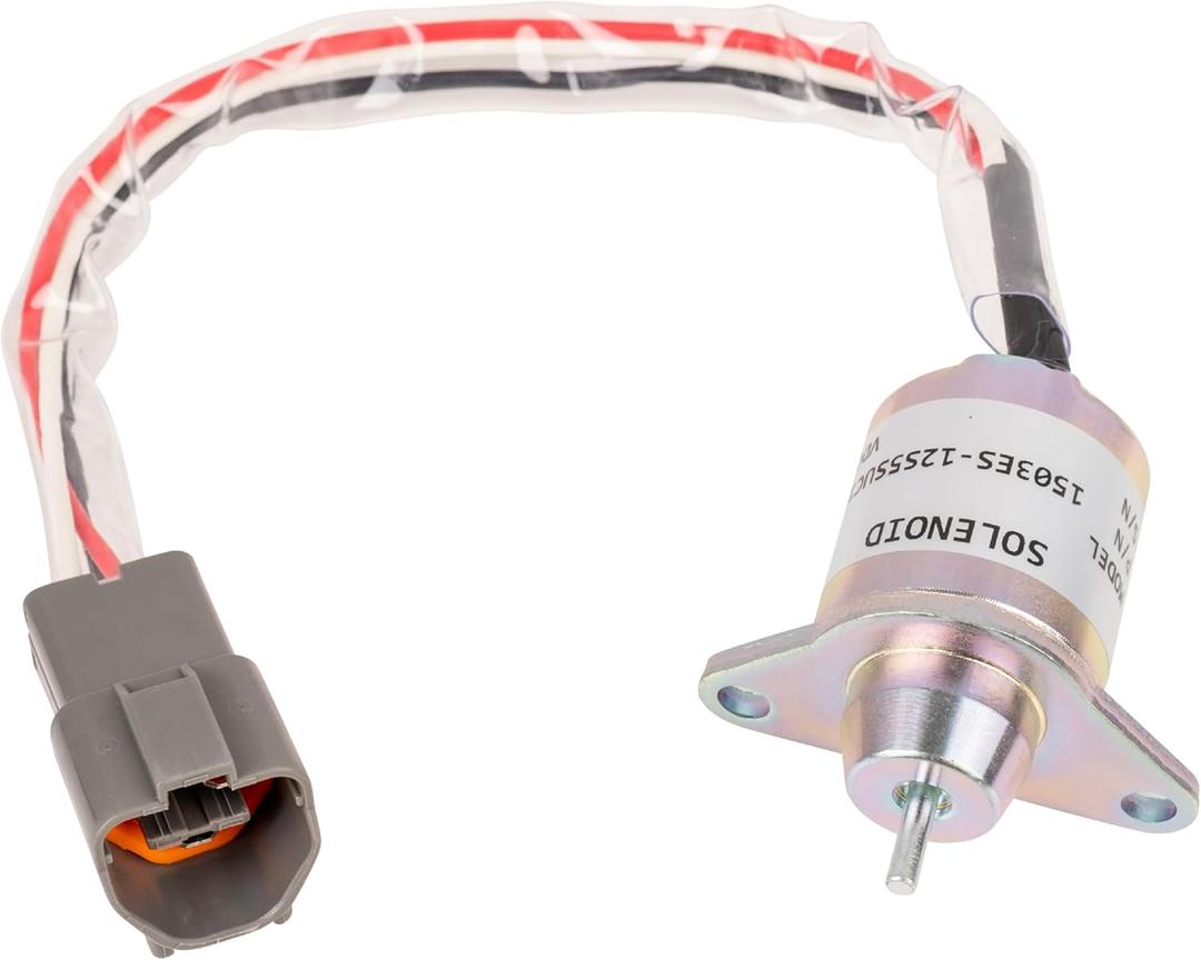 BlueStars (Updated) M810324 Fuel Shut Off Solenoid - for Yanmar 3TNE74-EJK2 2TNV56, JD 4200 4300 4400 4500 4600 4700 12V, Komatsu Lift Truck, Hyundai Excavator, Woodward - Replaces 1503ES-12S5SUC12S