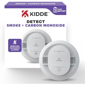 Kidde Smoke and Carbon Monoxide Detector, AA Battery Powered with LED Status Lights, 85 dB Alarm, 5 inches, 30CUDR, 1 Pack, EXP: 10 Years After Installation