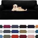 2025 New Stretch Sofa Slipcovers Couch Cover for 3 Cushion Furniture Protector Sofa Covers with Elastic Bottom Jacquard Fabric Small Checks for Pets, Kids -Sofa, Black