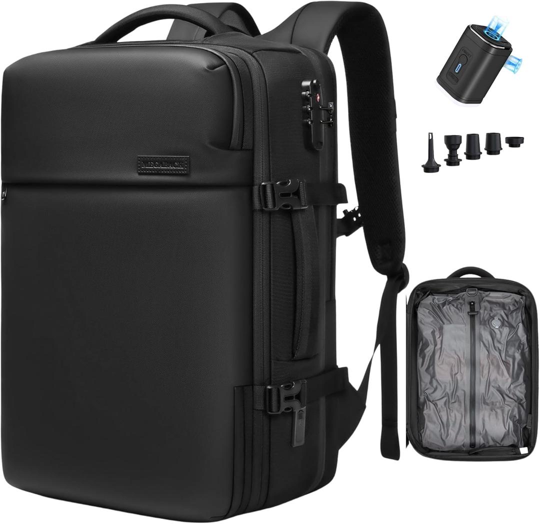 Airback Backpack, 70L Expandable Air Vacuum Backpack for Travel, Vacpack Travel Vacuum Bags with Pump, TSA Lock, USB Charging Port, Waterproof (Missing Pump)