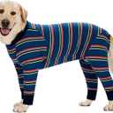 Dog Surgery Recovery Suit Dog Onesies for Large Dogs Spayed Dog Recovery Suit Dog Cone Alternative After Surgery Abdominal Wounds Protector Dog Bodysuit for Medium Large Dogs Pajamas (2XL, Stripe Blue)