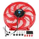 JDMSPEED New 14" Inch Universal Slim Fan Push Pull Electric Radiator Cooling 12V Red Kit