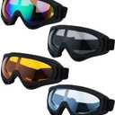 Ski Goggles, Pack of 4 - Snowboard Motorcycle Goggles Tactical Combat Military Glasses (Colorful+gray+orange+blue Lens/Black Frame)