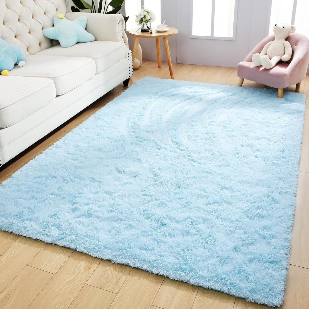 Kelarea Area Rug for Living Room, 5x8 Non-Slip Light Blue Rug Fluffy Soft Shag Rugs, Fuzzy Shaggy Plush Carpet for Bedroom, Nursery Rooms, Home Dorm