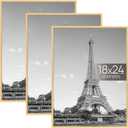 upsimples 18x24 Picture Frame Natural 3 Pack, Scratch-Proof Poster Frames 18 x 24 for Photo Gallery - Slide-In Strips, Horizontal or Vertical Wall Mounting