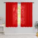 Karseteli Semi Voile Sheer Curtains 54 Inches Long 2 Panels Rod Pocket Window Treatment for Living Room Bedroom Dining Room(Red 52" W x 54" L)