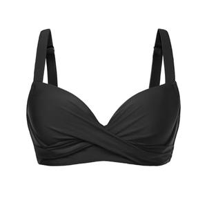 Black Women Underwire Bikini Top - Push Up Swimsuit Top Bra Padded Bathing Suit 2025 Twist Front Swimwear (Black,Medium)
