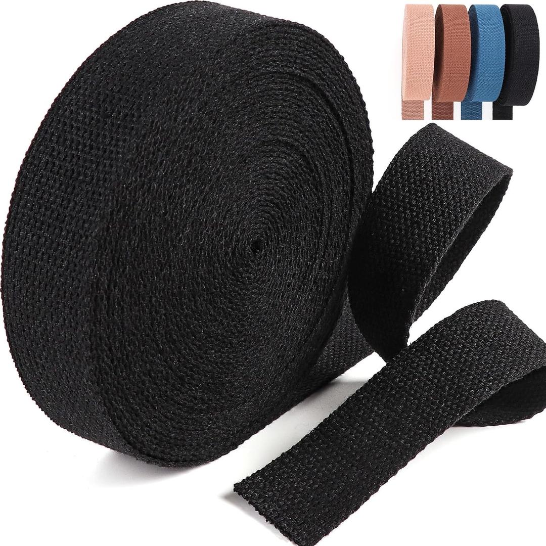 Cotton Webbing 1.5 Inch -12 Yards Webbing Straps for Bags-Heavy Webbing 1.5 inch for Backpack Straps Belt Bag Purse Straps Ribbon DIY Crafts Decoration(1.5 inch Black)