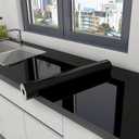 Countertop Contact Paper, Glossy Peel and Stick Countertops Wallpaper, Glossy Self Adhesive Removable Wallpaper, Black Vinyl Contact Paper (Black, 23.6" x 118.1")