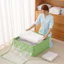 Clothes Storage Bags, Foldable Thick Fabric Blanket Storage Bags, Large Clear Window & Carry Handles, Great for Clothes, Blankets, Closets, Pillows, Toys (Green, Extra-4Pack)