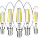 E14 LED Bulb Dimmable, 40W Equivalent, Filament Clear Glass, 4W 400LM, Daylight 5000K, E14 European Base Light Bulbs, Pack of 5