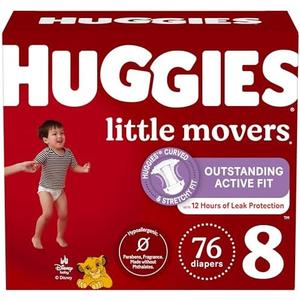 Huggies Size 8 Diapers, Little Movers Baby Diapers, Size 8 (46+ lbs), 76 Count (2 Packs of 38)