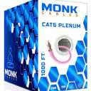 MONK CABLES | CAT6 Plenum Cable 1000ft | UTP, 23AWG, 550MHz | DSX-8000 Certified | Most Certified Cable of The Whole Market (Pink)