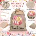 Wesnoy 50 Pcs Thanksgiving Burlap Gift Bags with Drawstring and 50 Pcs Tags 5x7 Autumn Fall Pumpkin Treat Bags Harvest Candy Goodies Sacks for Thanksgiving Party Favor DIY(Pink Pumpkin)