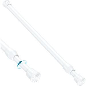 MEXAU 1PCS Small Tension Curtain Rod 28 to 48 Inch,White Short Curtain Rods No Drilling,Loaded Expandable Spring Curtain Rods for Kitchen,Closet,Cupboard,Door,Bookshelf