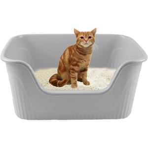 Extra Large Litter Box 21.45 x 16.14 x 10.43 Inches, Cat Box High Side One Piece Jumbo Litter Pan Anti Splashing Low Entry Cat Litter Tray Easy Clean for Small Medium Cat(Gray) (21.45x16.14x10.43 IN)