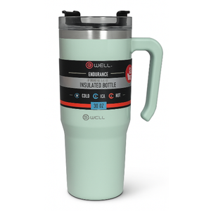 B-Well Endurance 30oz Stainless Steel Insulated Bottle with Handle – Keeps Drinks Hot or Cold (Sage)
