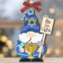 Hanukkah Ornaments 2025, Unique Spiritual Gifts for Men, Jewish Gifts for Women, Friends, Neighbors, Mom, Dad, Adorable Wooden Gnome Ornament for Jewish Christmas Decorations