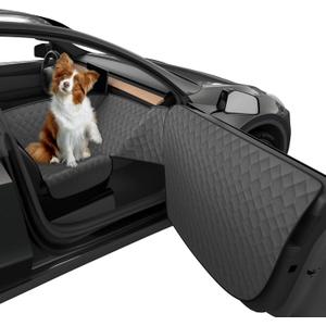 Dog Car Seat Cover for Front Passenger Side with Dashboard & Door Protector Detachable Washable Pet Seat Travel Hammock Cushion for Sedans SUVs and Small Trucks (Black)