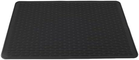 Extra Large Silicone Trivet, Heat Resistant Mat 28x19in Silicon Dish Drying Mat for Kitchen Counter Sink Refrigerator Drawer Silicone Trivet for Hot Pots Sink Drainer Pad (Black)