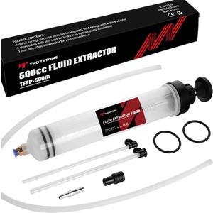 Thorstone 500cc Automotive Fluid Extractor Pump, Manual Oil Change Syringe with 50cm Rubber Hose & 2pcs 22cm PVC Suction Tubes