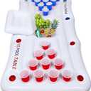 Triumpeek Inflatable Pool Game Table Float, 6FT Blow Up Floating Pool Game Raft Lounge, Fun Pool Party Game Table for Adults, Cups & Balls NOT Included