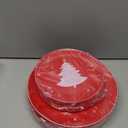 WDF 50 Pieces Plastic Christmas Plates - Red and White Plastic Plates with Christmas Tree include 25 Dinner Plates, 25 Salad Plates - Red White Party Plastic Plates for Christmas, Winter (10.25INCH+7.25INCH)