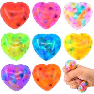 8 Pack Valentines Day Stress Balls, Heart Squeeze Balls Squishies Fidget Toys for Valentines Party Favor Classroom Valentines Card Prizes Gifts