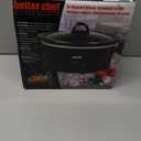 Better Chef Oval Slow Cooker | 3-Quart | 3-Tempature Settings | Side Handles | Glass Lid | Enamel Stoneware Insert (Black)