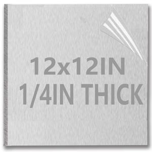 1/4Inch Thick Aluminum Sheets & Plates, 12” x 12”Heavy Duty Aluminum Plates with Protective Film, 6061 Flat Plain Panel Plate Solid Metal Sheet Plate for Crafting Structural Framing Base Plate
