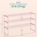 SONGMICS Shoe Rack, 3-Tier Shoe Organizer, Metal Storage Shelf, Upright or Upside Down, for 16-20 Pairs, Stackable, for Entryway, 11.8 x 36.2 x 21.7 Inches, Jelly Pink ULSA303S01