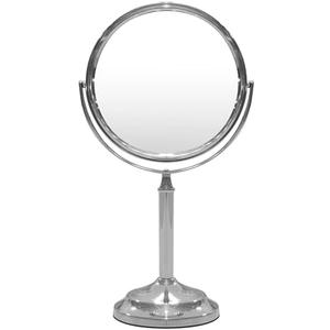 Indecor Home H Halston Stainless Steel Makeup Vanity Mirror 1X, 3X Magnification Round 360 Swivel Mirror for Desk, Bedroom, Bathroom Chrome