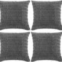 Fancy Homi 4 Packs Dark Grey Decorative Throw Pillow Covers 18x18 Inch for Living Room Couch Bed, Rustic Modern Farmhouse Boho Home Decor, Soft Plush Corduroy Cute Accent Square Cushion Case 45x45 cm