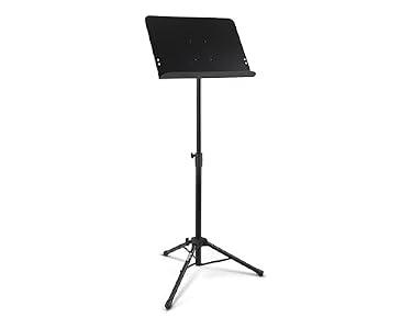 On-Stage SM7211B Professional-Grade Folding Orchestral Sheet-Music Stand (Portable, Folding, Nonslip Rubber Feet, Adjustable Height and Bookplate, Black)