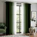 Olive Green Curtains 84 Inches Long for Bedroom Light Filtering Privacy Semi Sheer Curtains Modern Farmhouse Decor Dark Green and White Ombre Curtain for Living Room 2 Panels 52x84