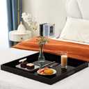 22×22 inches Oversized Black Acrylic Ottoman Tray Extra Large Decorative Tray Spill-Proof Serving Trays with Handles King-Size Safe Edge Organizer for Coffee Table Countertop Breakfast