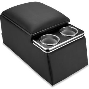 Pilot Automotive 124810 Universal Truck Seat/Bench Contractor Center Console Business Organizer and Storage with Cup Holders and Padded Top Lid for Armrest, Black