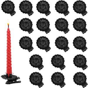 Candle Holders Clip Silver Clip on Candle Holders for Christmas Tree Metal Candles Clips for Christmas Birthday Party Candlestick Holders Set of 20 Pcs (Black, 20Pack)