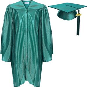 Newrara Unisex Shiny Kindergarten Graduation Gown Cap with Tassel (Green)