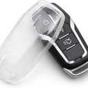 2 x Soft Key Fob Case Cover Compatible for Ford Explorer Mustang Edge F150 Fusion Accessories, Key Shell Bag Compatible for MKX MKZ MKC accessory (Transparent White)