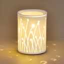 Ceramic Essential Oil Burner Aromatherapy, 3-in-1 Candle Wax Melt Warmer, Fragrance Melter White for Home Office Bedroom Aromatherapy Gift Decor, Flygrass