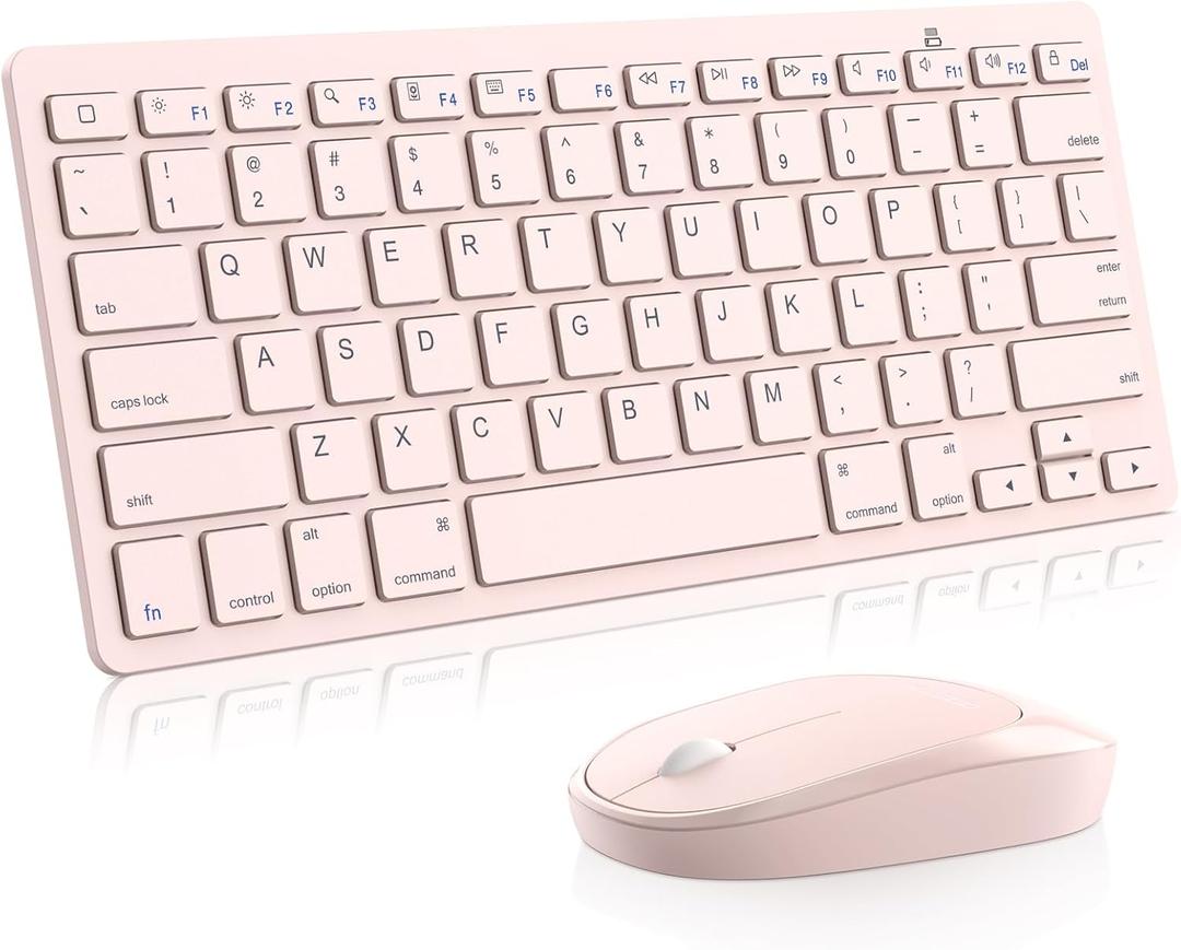 OMOTON Bluetooth Keyboard & Mouse Combo, Wireless Set for iPad Pro 13/11 (2024)/12.9, 10th/9th/8th/7th Gen, Air 6/5/4 and Other Bluetooth Enabled Devices (Pink)