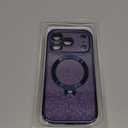 360 Spin CD Stand for iPhone 17 Pro Case Compatible with Magsafe Ring [Never Yellow][DIY Glitter Cardstock] Camera Protection Plating Clear Cute Phone Case for Women Girls 6.3'', Deep Blue