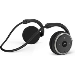 Behind The Head Headphones, Bluetooth 5.0 Neckband Around Head Headphones Lightweight Small Foldable Wireless Sports Sweatproof Headset with Microphone & Carrying Case (Black)