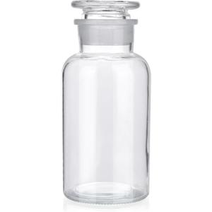 Lab Glass Reagent Bottle,Wide Mouth Glass Storage Bottle with Ground Stopper,Decorative Bottles/Vase (Clear, 500ML) (16.9 Ounces)
